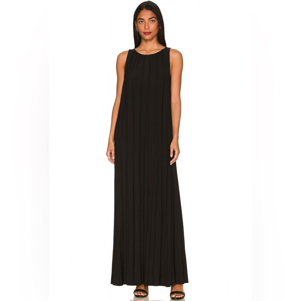 Beulah Style Black Pleated Sleeveless Maxi Dress NWT Size Small